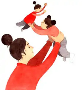 mujer jugando niños